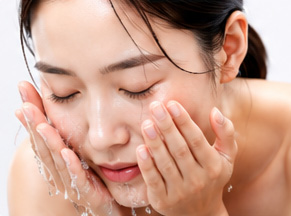 洗顔する女性